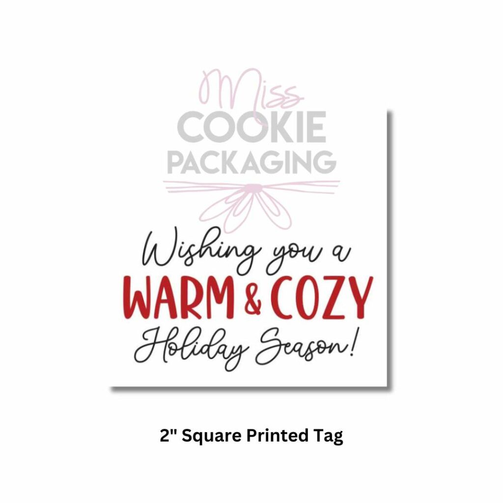 wishing you a warm & cozy holiday season" tag – 25 printed 2